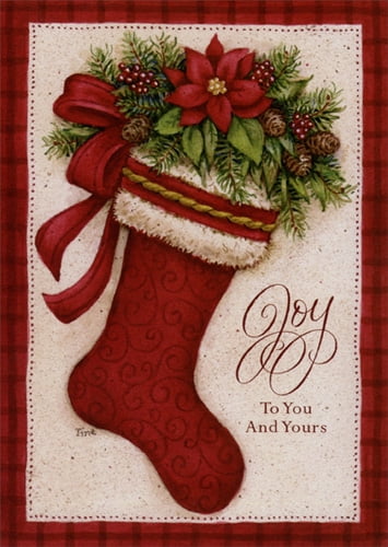 LPG Greetings Stocking and Poinsettia Box of 16 Christmas Cards - Walmart .com